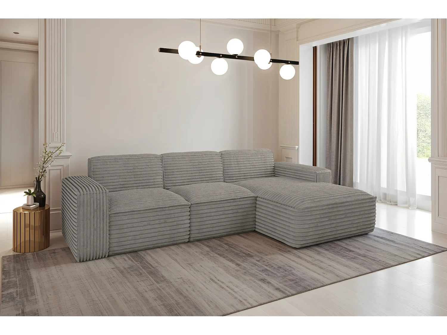 Ecksofa L-Form Siena Stoff Velo Grau Rechts