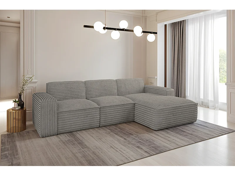 Ecksofa L-Form Siena Stoff Velo Grau Rechts