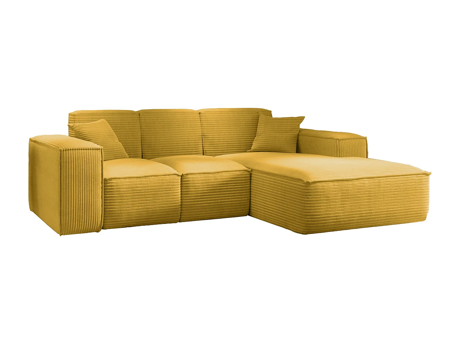 Canapé d'angle, canapé d'angle en L, salon, canapé Poso en tissu SIENA, jaune, à droite
