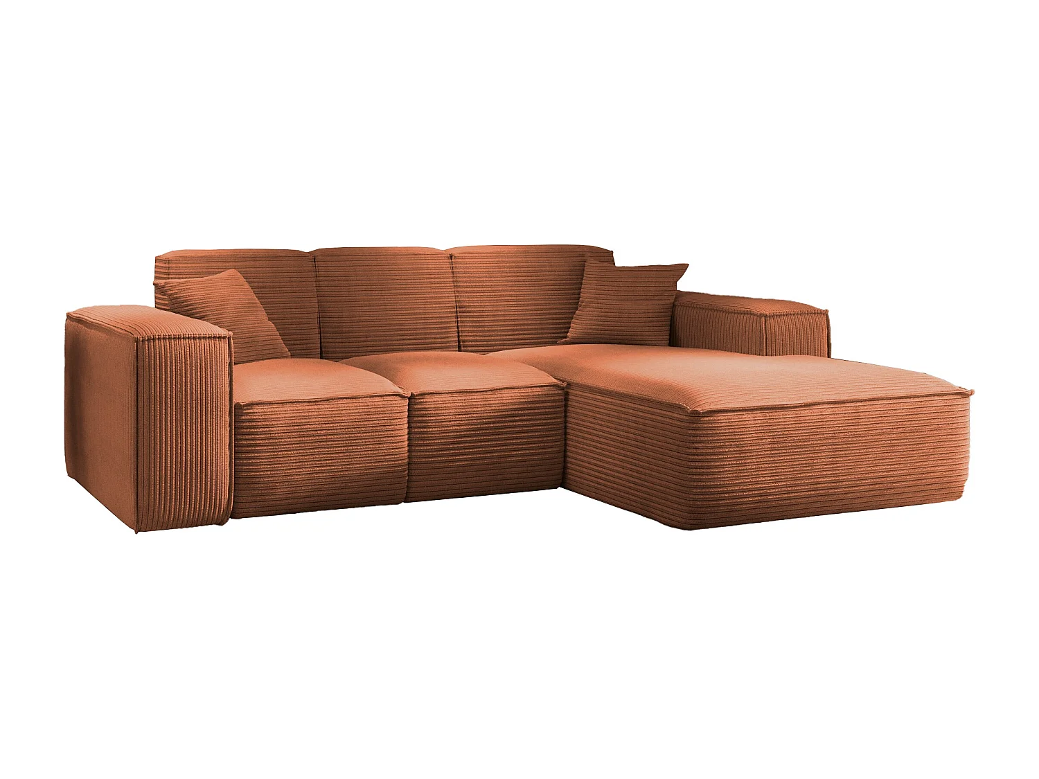 Canapé d'angle, canapé d'angle en L, salon, canapé SIENA en tissu Poso, cuivre, droite