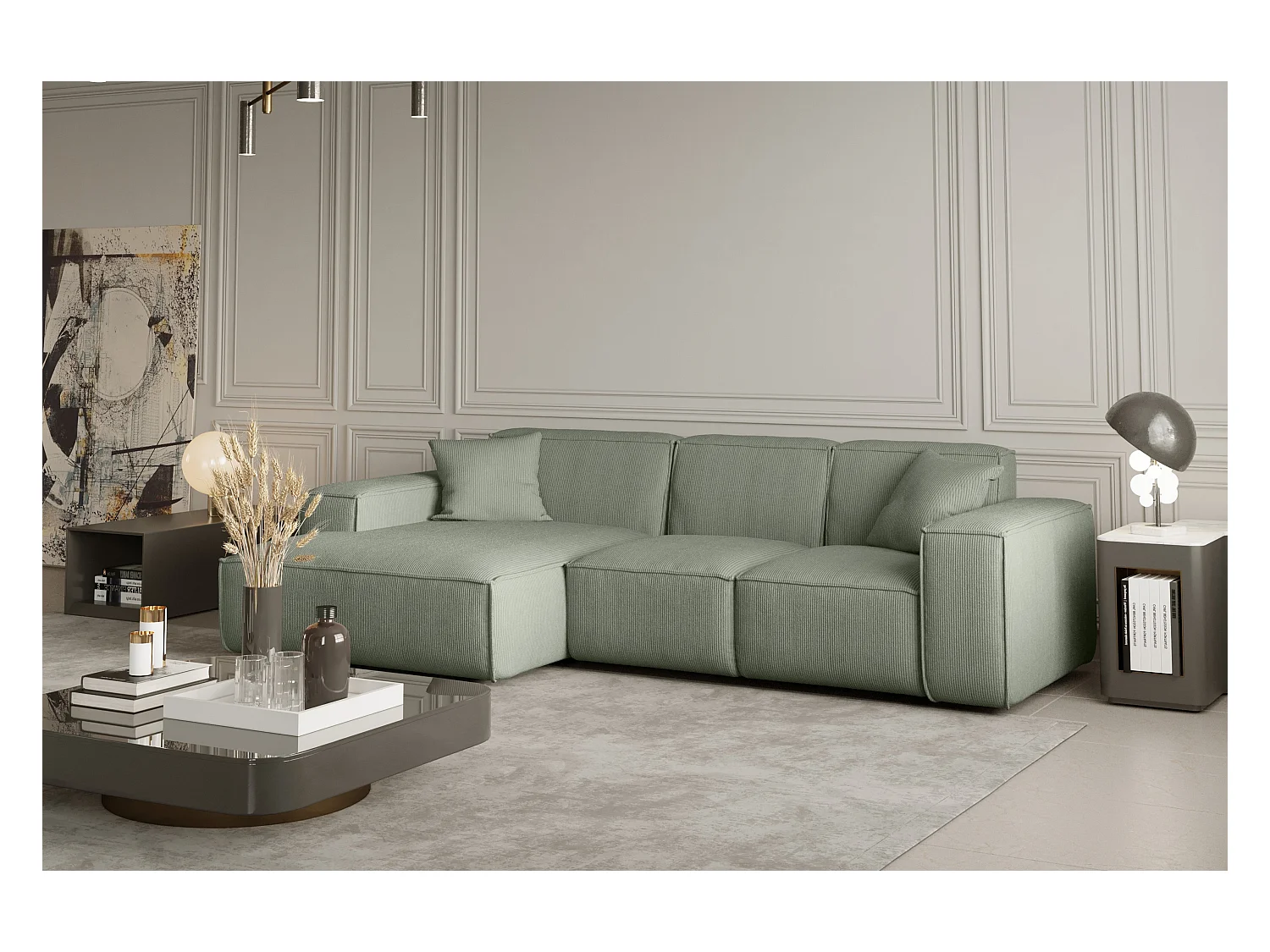 Ecksofa PULA L-Form, Stoff Scala, Safira, Links