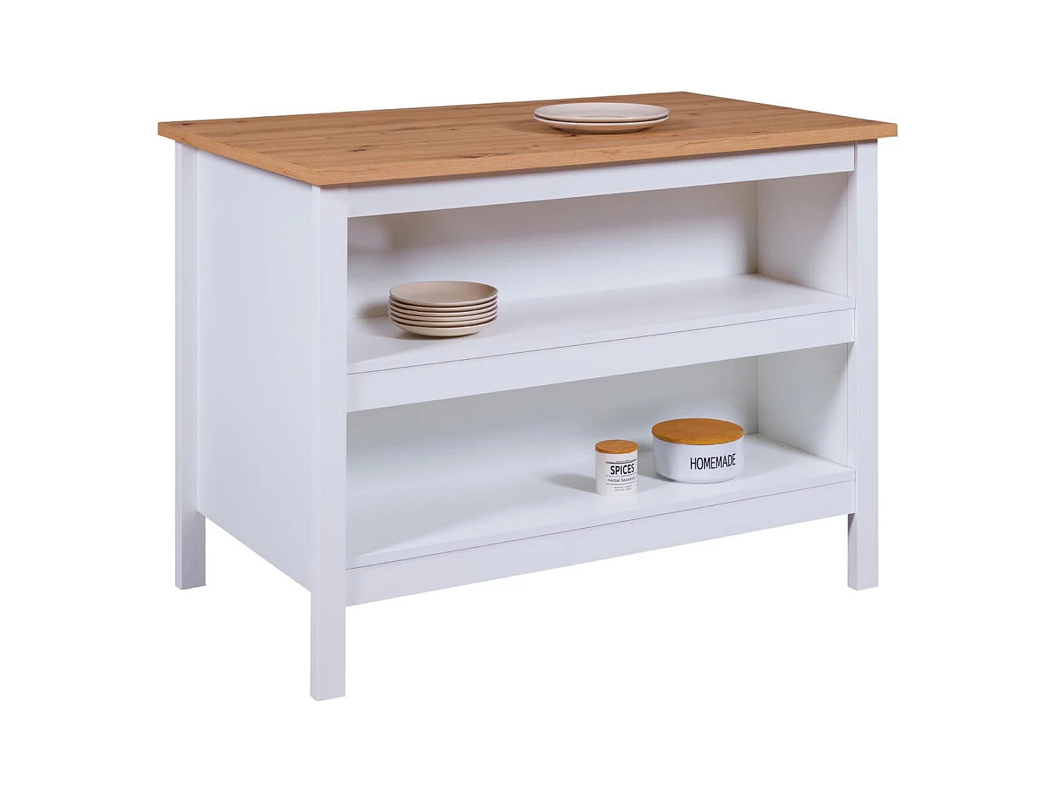 Julina Sideboard Küchen-Ø, 2 Ablagen weiß, Artisan Eiche dekor.