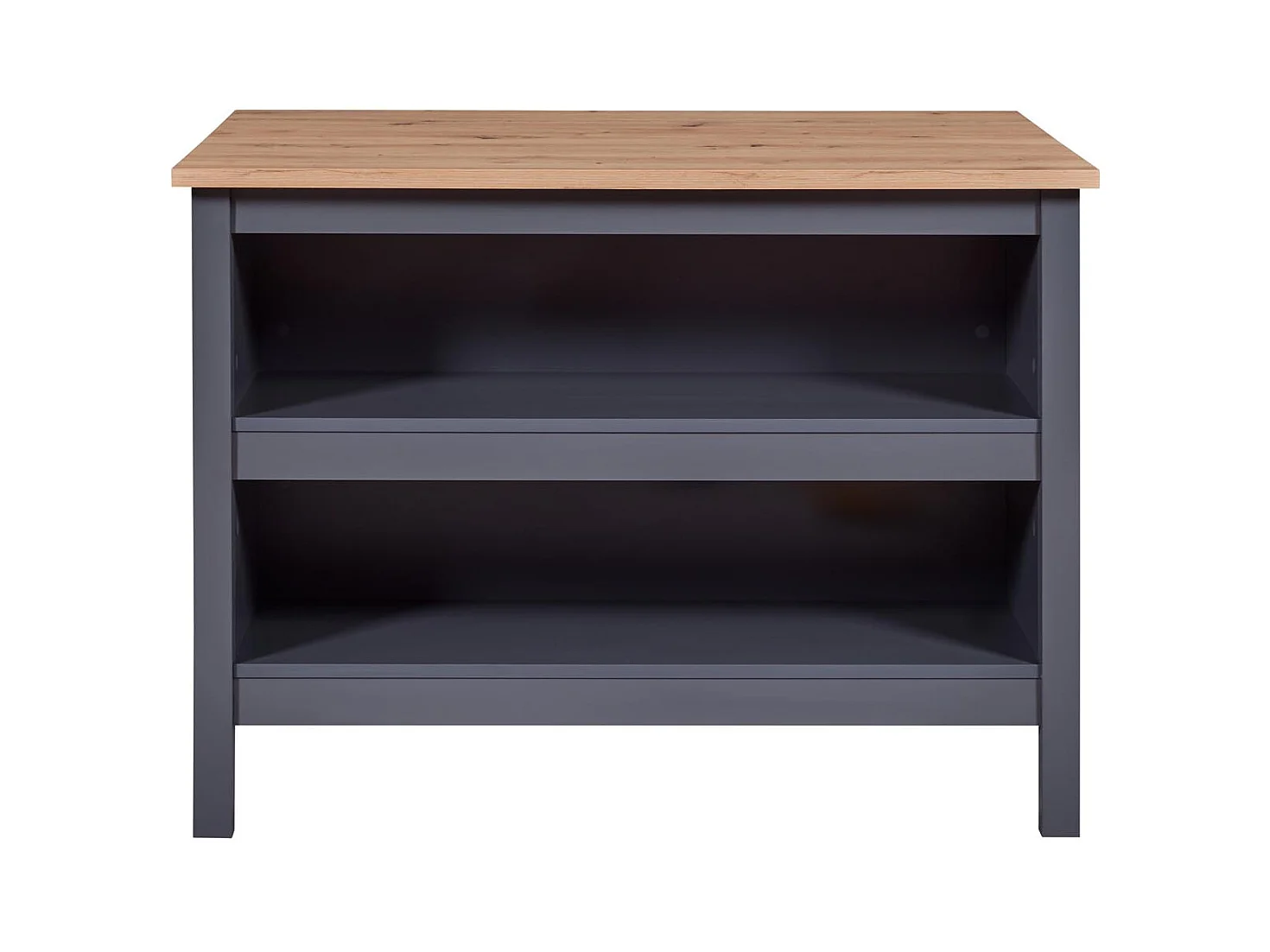 Ilot de Cuisine "Melina" 124cm Anthracite & Chêne