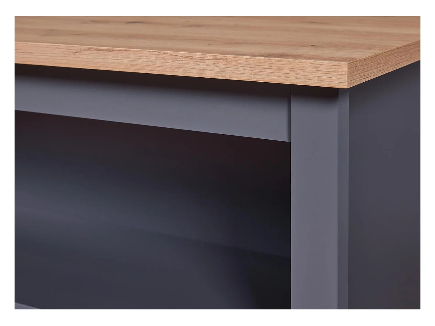 Ilot de Cuisine "Melina" 124cm Anthracite & Chêne