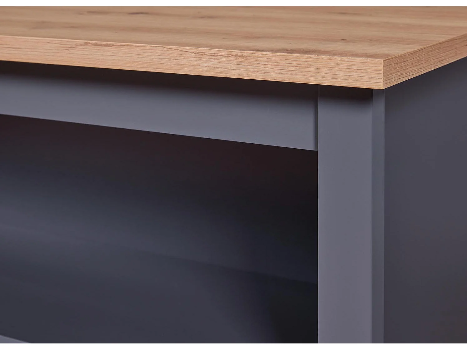 Ilot de Cuisine "Melina" 124cm Anthracite & Chêne