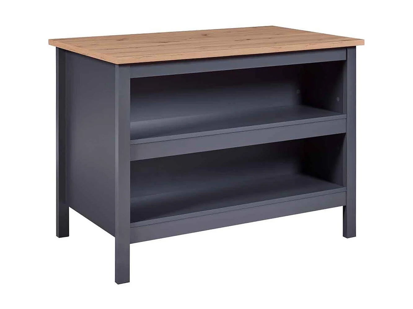 Ilot de Cuisine "Melina" 124cm Anthracite & Chêne