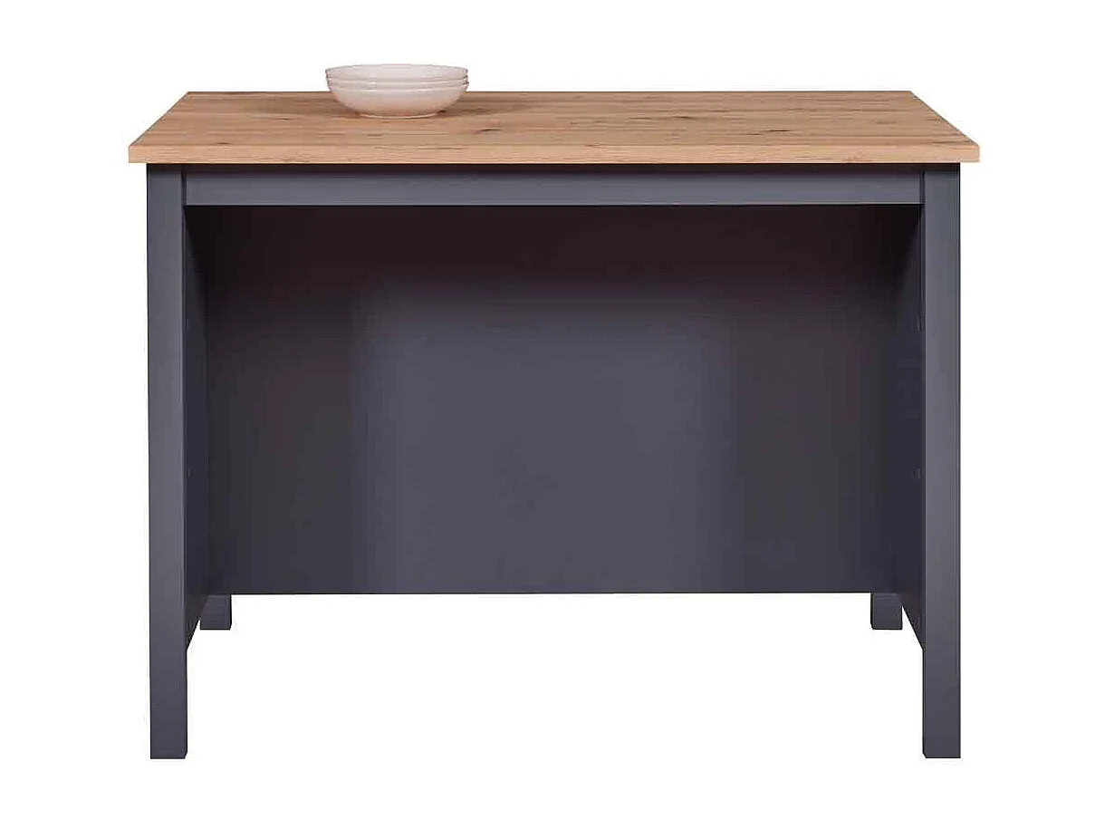 Ilot de Cuisine "Melina" 124cm Anthracite & Chêne