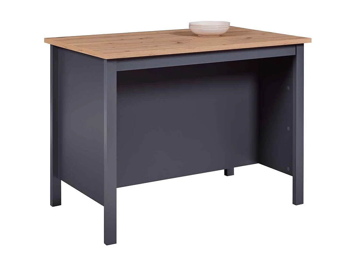 Ilot de Cuisine "Melina" 124cm Anthracite & Chêne