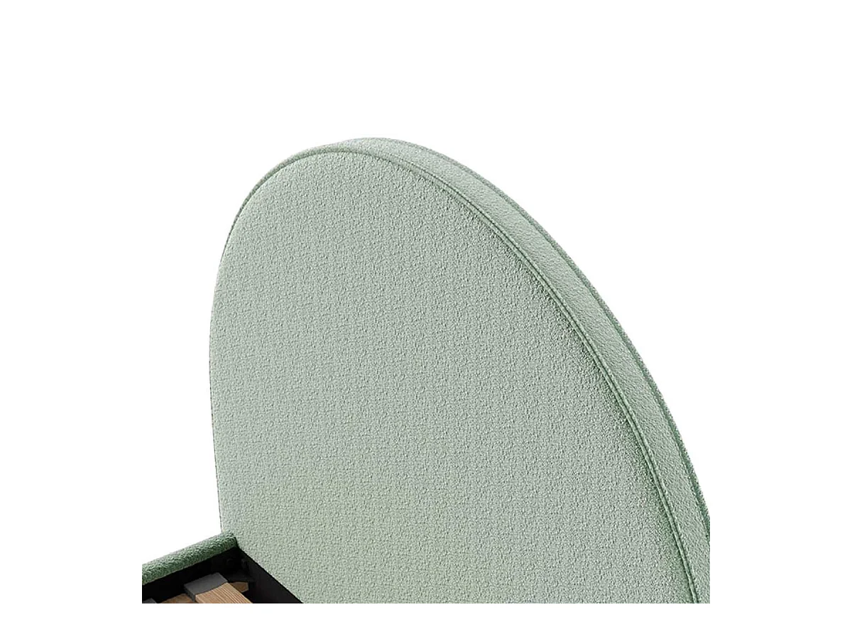 Lit coffre 140x200cm Tête de Lit Demi-Lune Tissu Bouclé Vert Olive - CONNIE