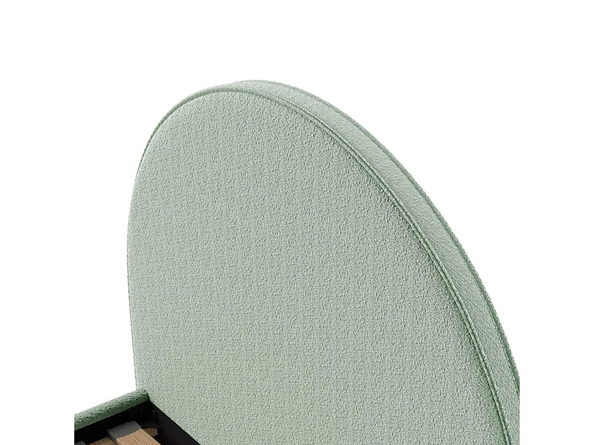 Lit coffre 140x200cm Tête de Lit Demi-Lune Tissu Bouclé Vert Olive - CONNIE