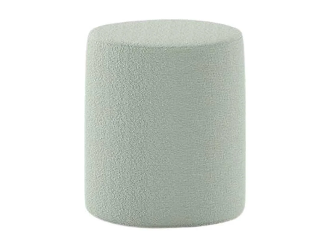 Pack Lit coffre 140x200cm Tête Demi-Lune + 2 Poufs Tissu Bouclé Vert Olive - CONNIE
