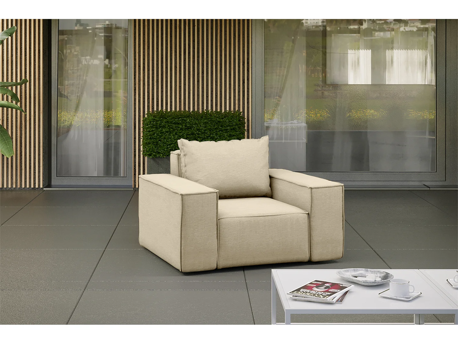 Fauteuil de jardin SONNE, tissu ARTICLE, beige