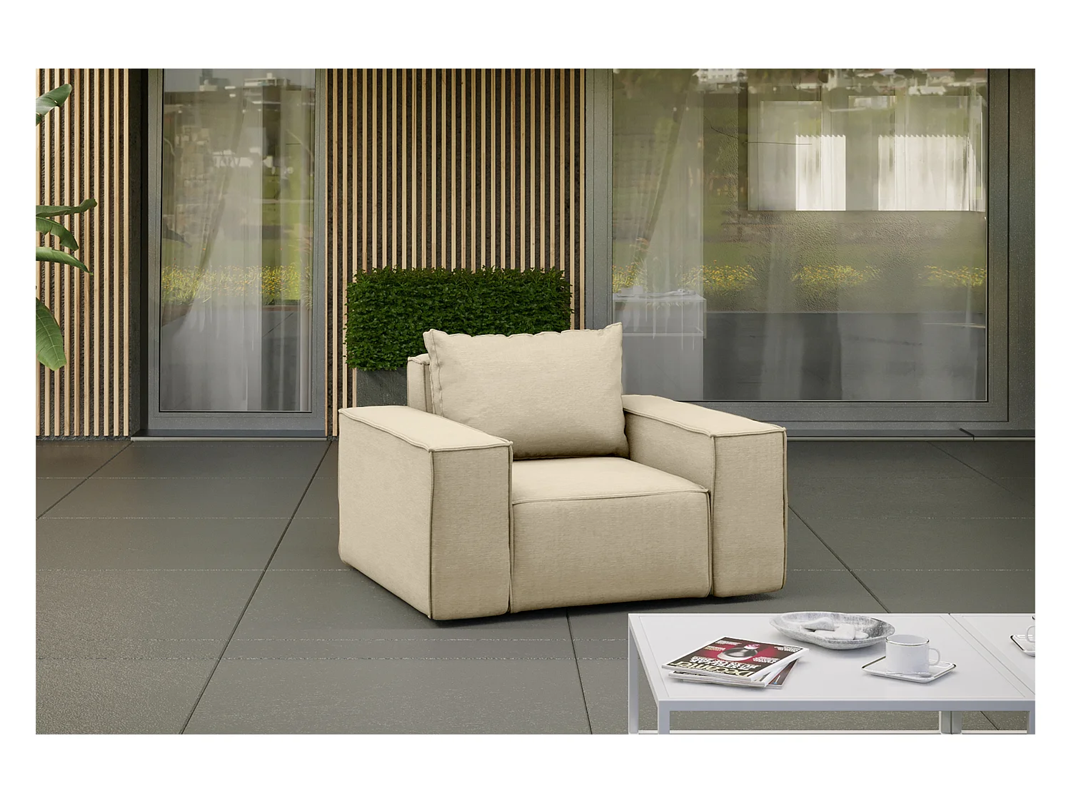 Gartenmöbel Sessel SONNE, Stoff ARTIKEL, Beige