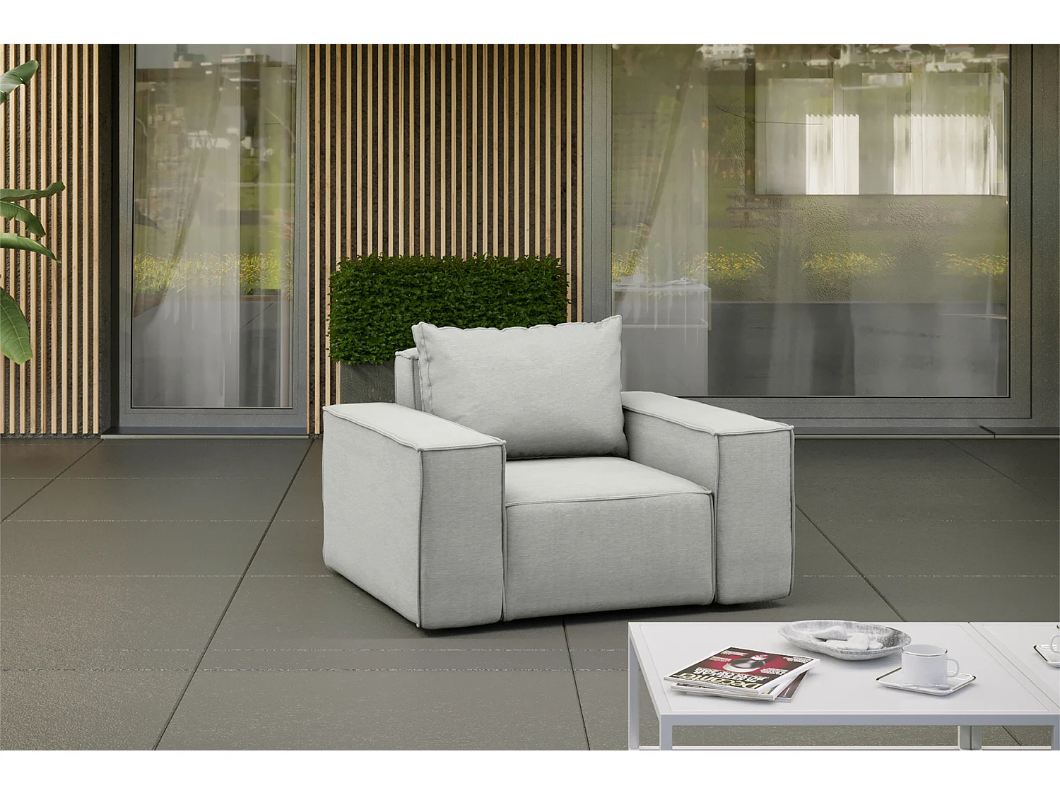 Fauteuil de jardin SONNE, tissu ARTICLE, gris clair