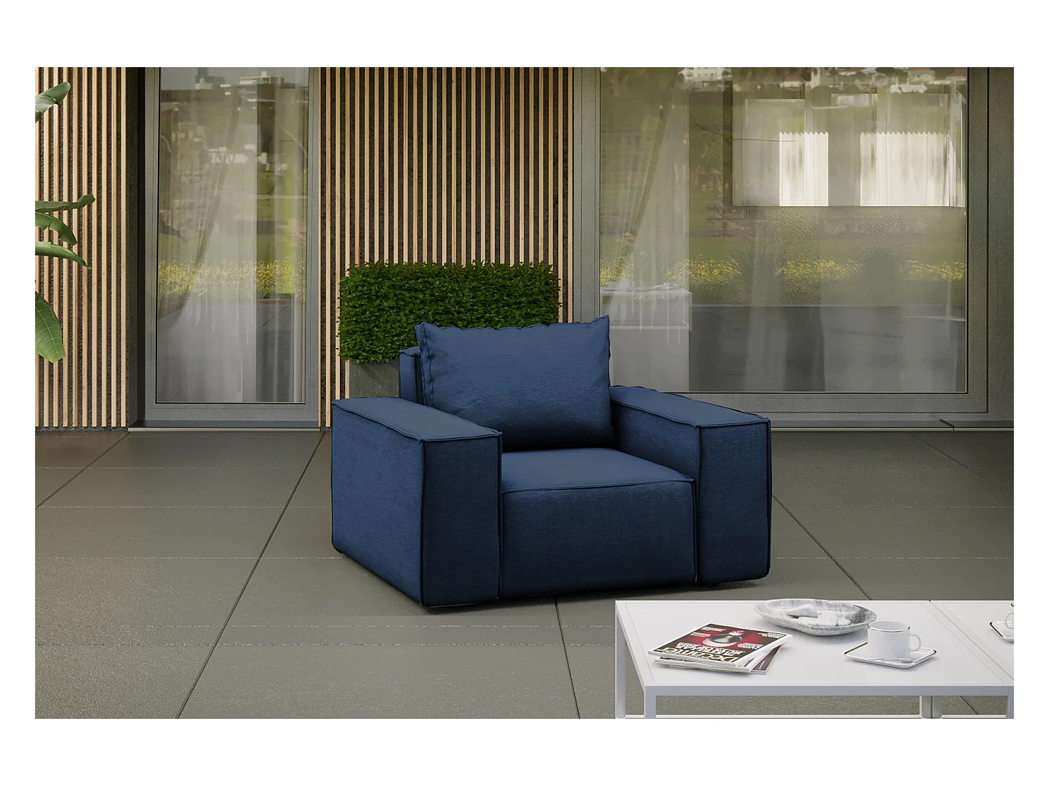 Gartenmöbel Sessel SONNE, Stoff ARTIKEL, Marineblau