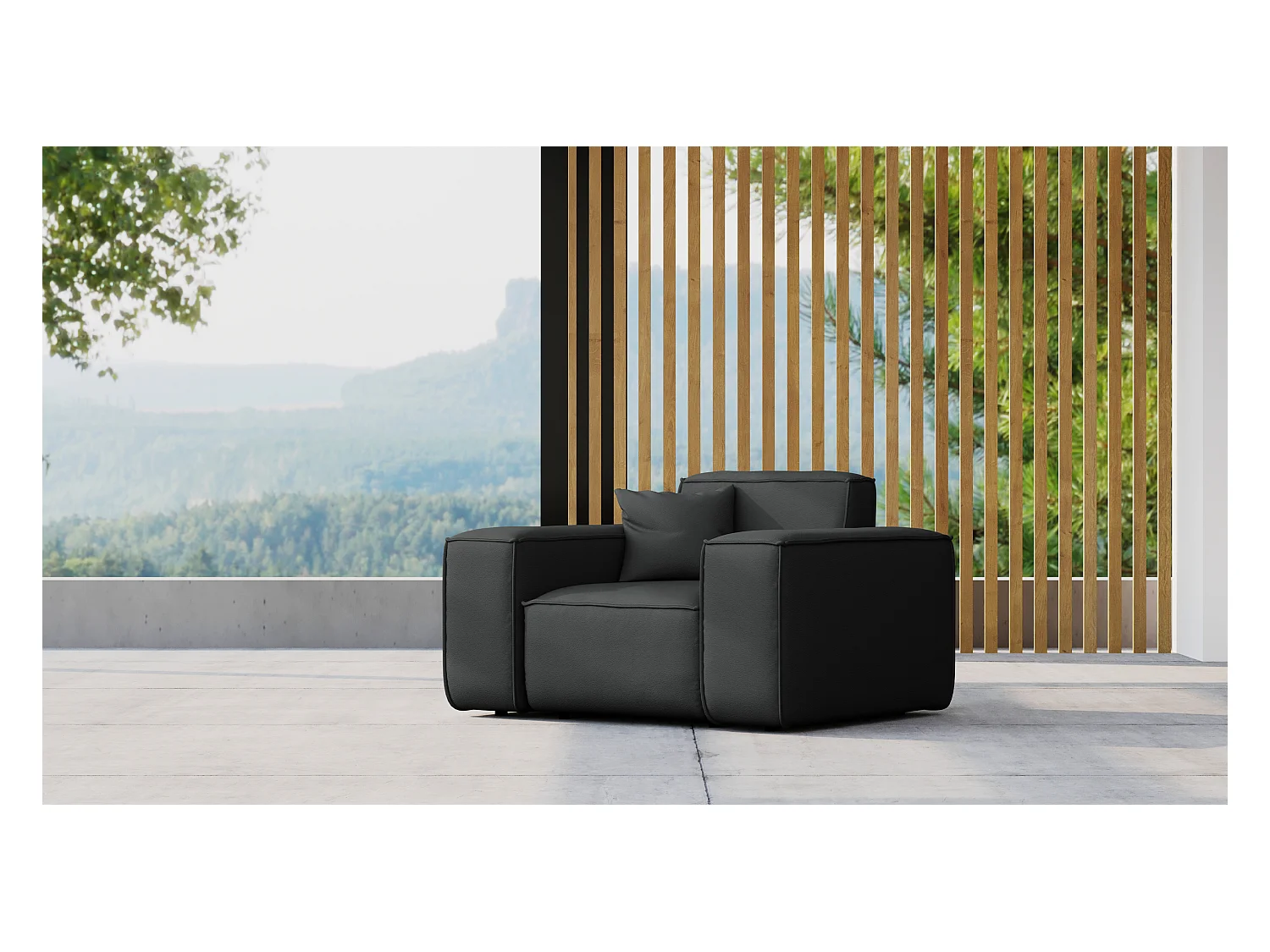 Salon de jardin fauteuil MALIBU, tissu ODYSSEY, noir