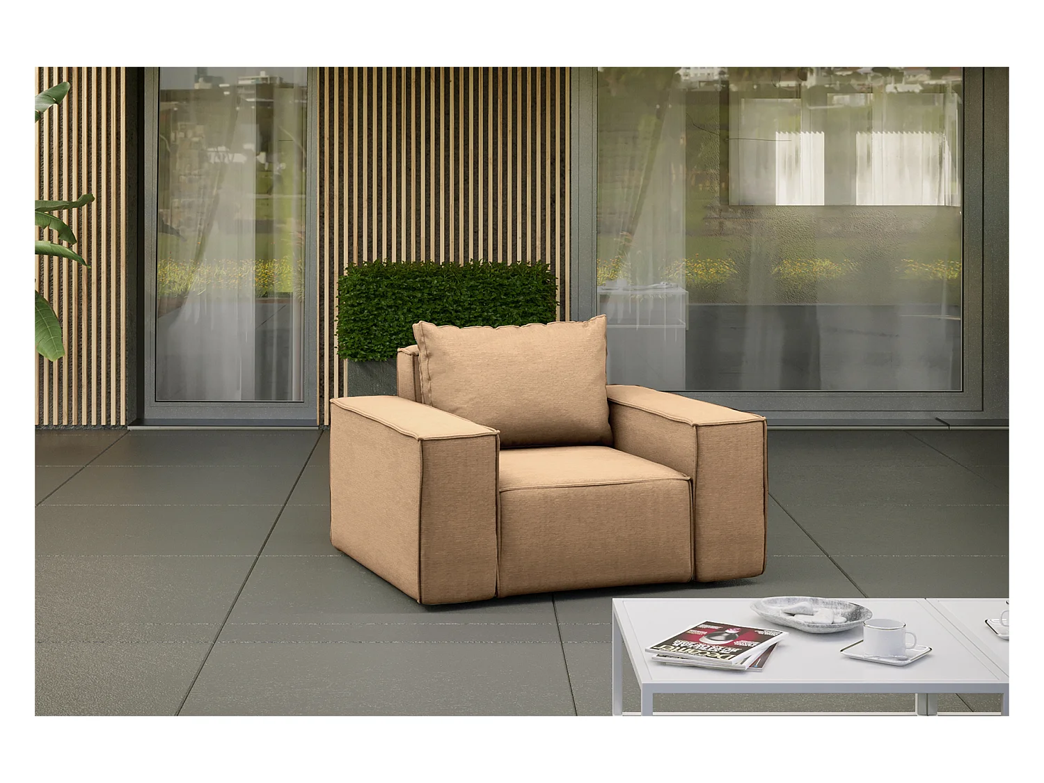 Fauteuil de jardin SONNE, tissu ARTICLE, Cappuccino