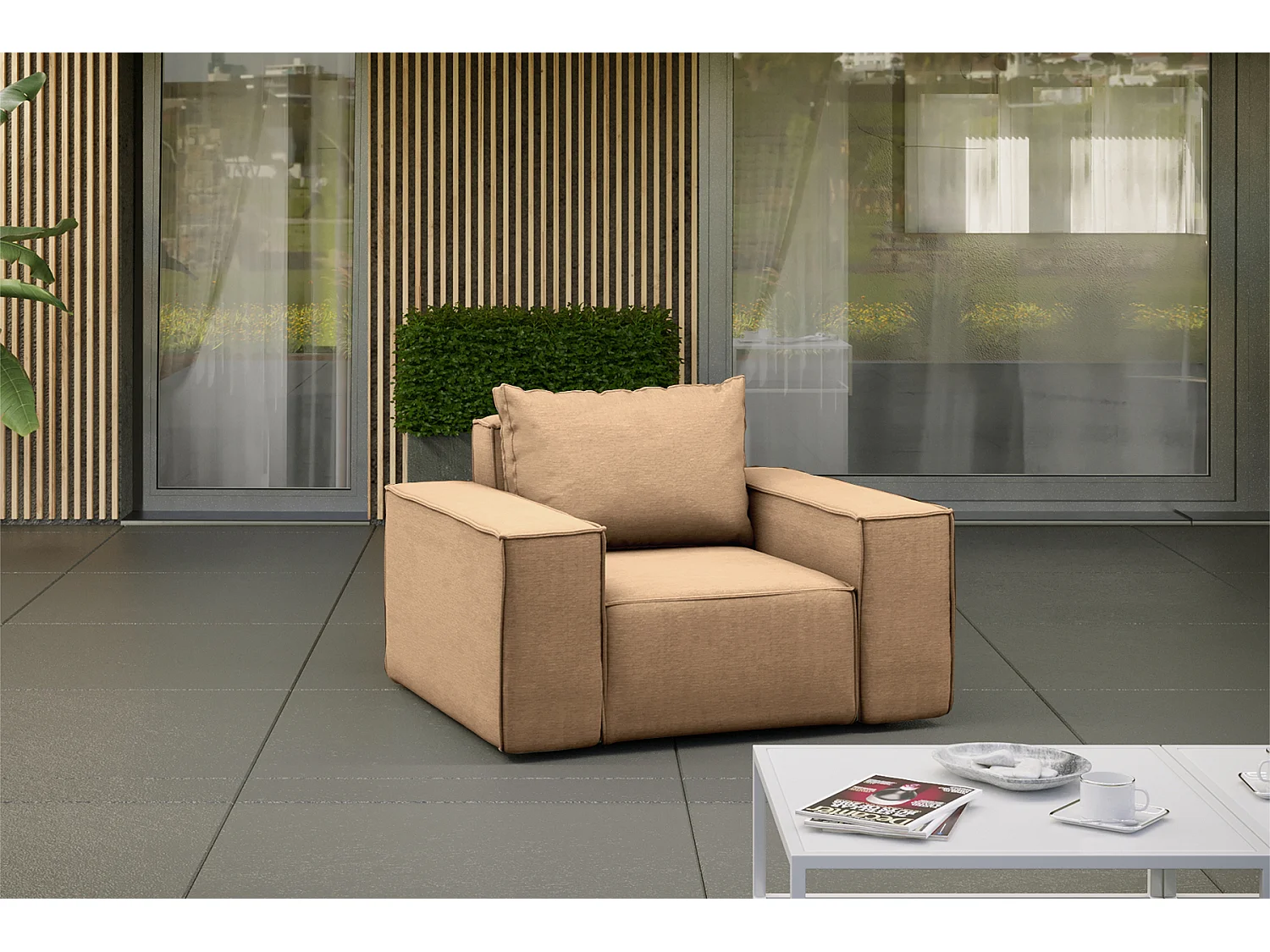 Fauteuil de jardin SONNE, tissu ARTICLE, Cappuccino