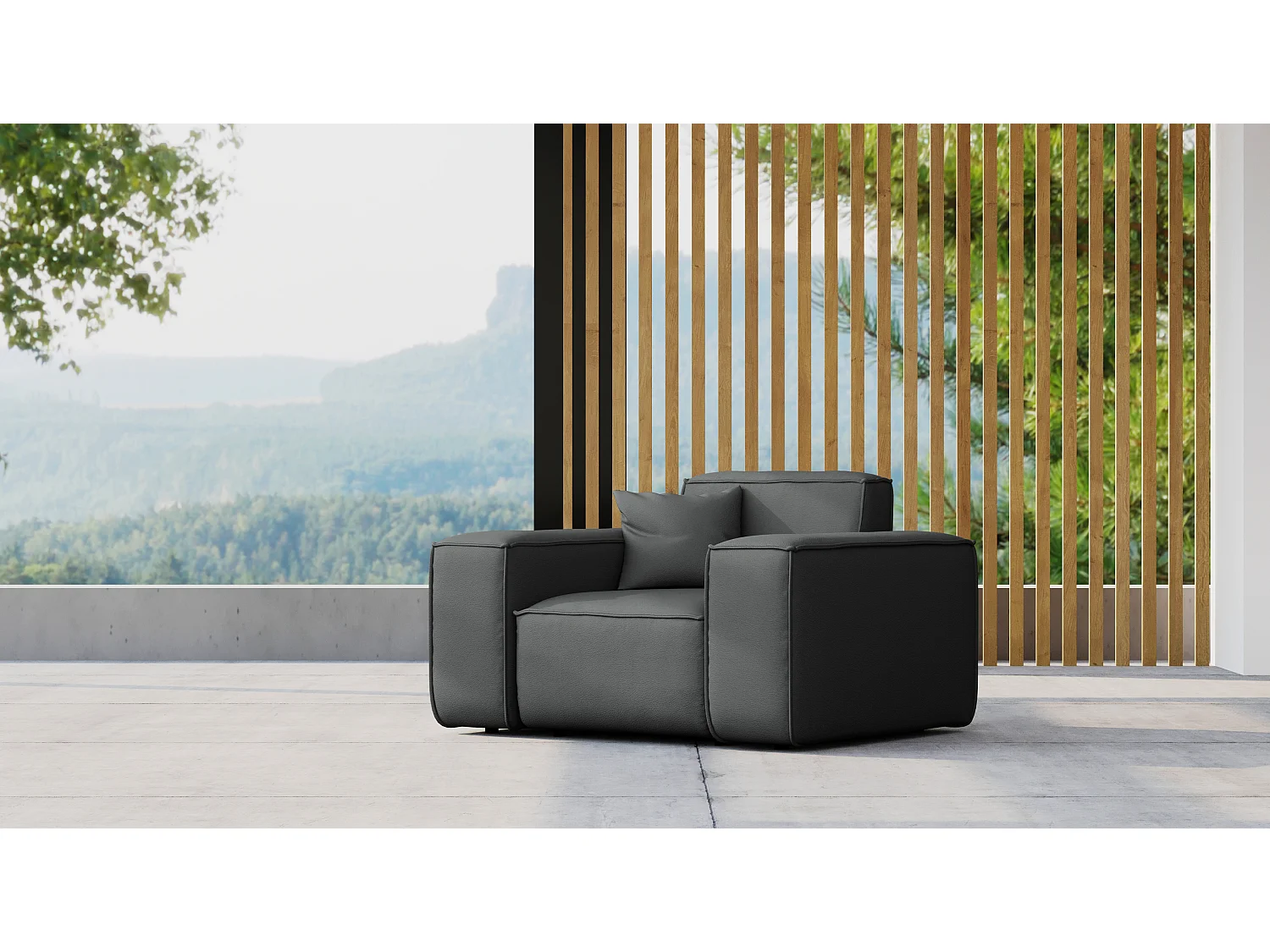 Salon de jardin fauteuil MALIBU, tissu ODYSSEY, anthracite