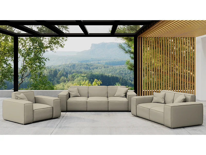 Gartenmöbel Set 3+2+1 MALIBU, Stoff ODYSSEY, Dunkelbeige