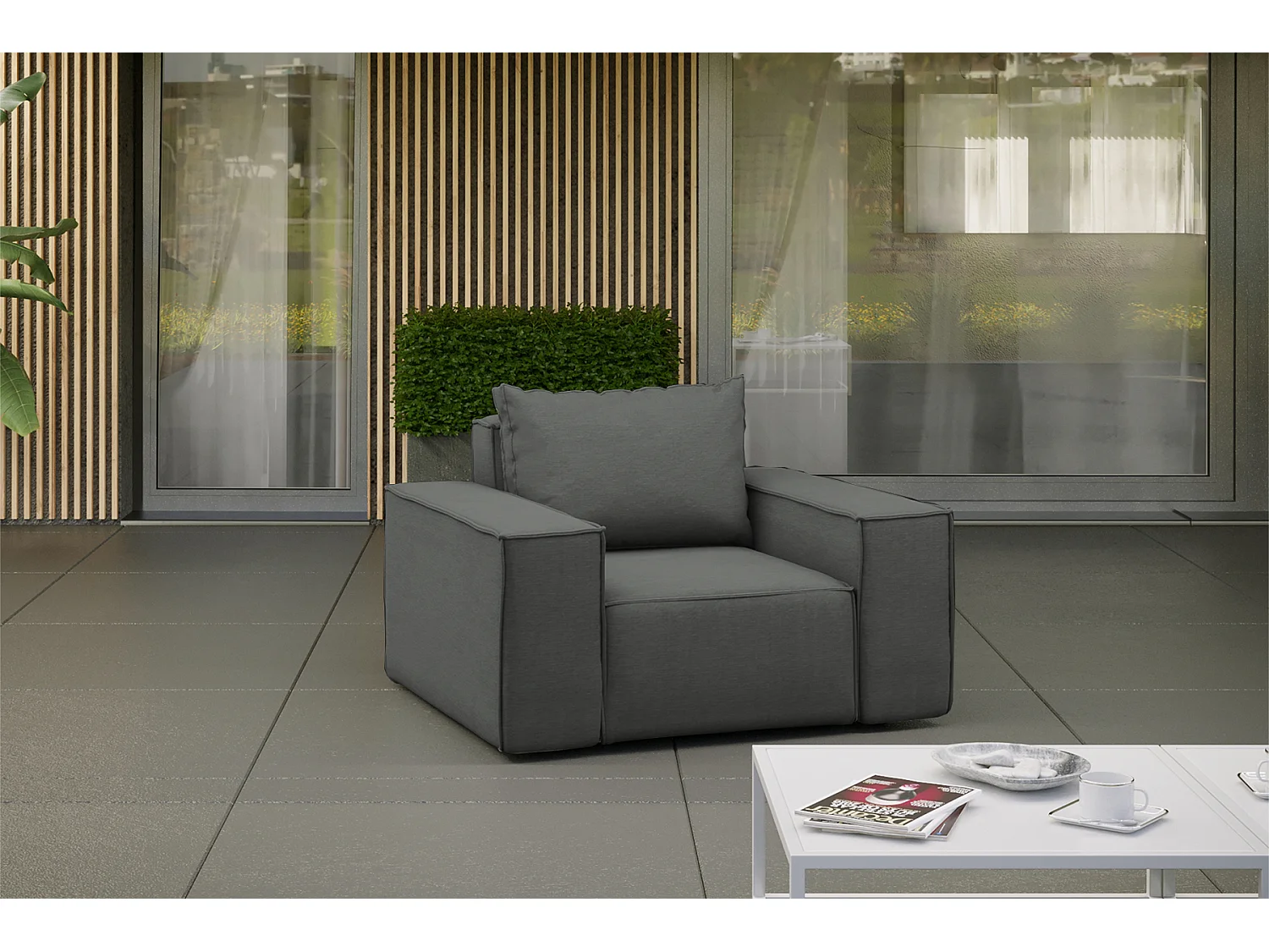 Fauteuil de jardin SONNE, tissu ARTICLE, gris