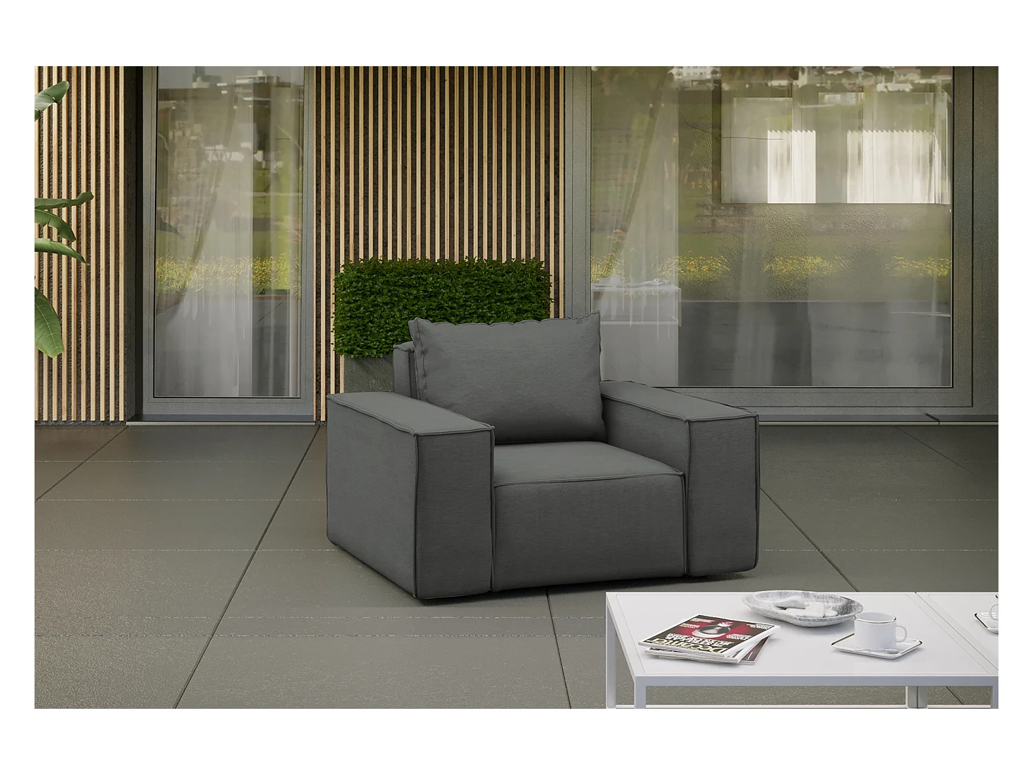Gartenmöbel Sessel SONNE, Stoff ARTIKEL, Grau