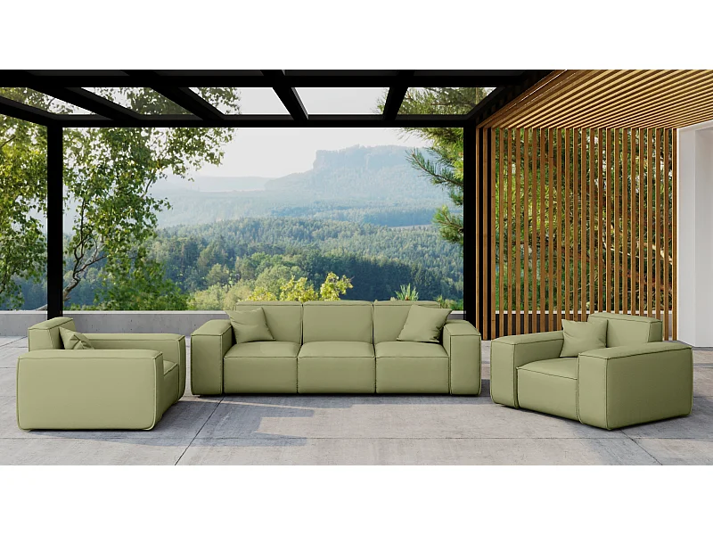 Tuinmeubelset 3+1+1 MALIBU, stof ODYSSEY, lichtgroen