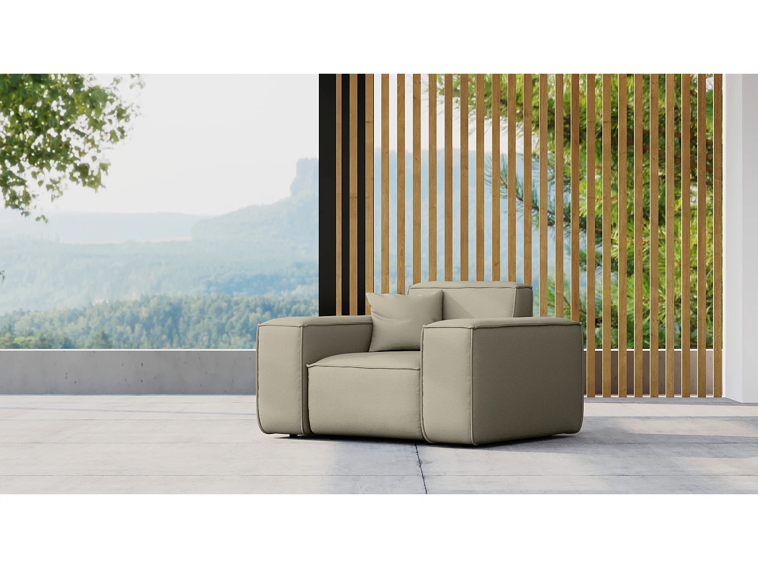 Salon de jardin fauteuil MALIBU, tissu ODYSSEY, beige foncé