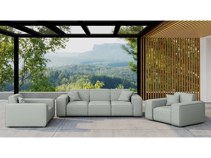 Tuinmeubelset 3+1+1 MALIBU, stof ODYSSEY, lichtgrijs