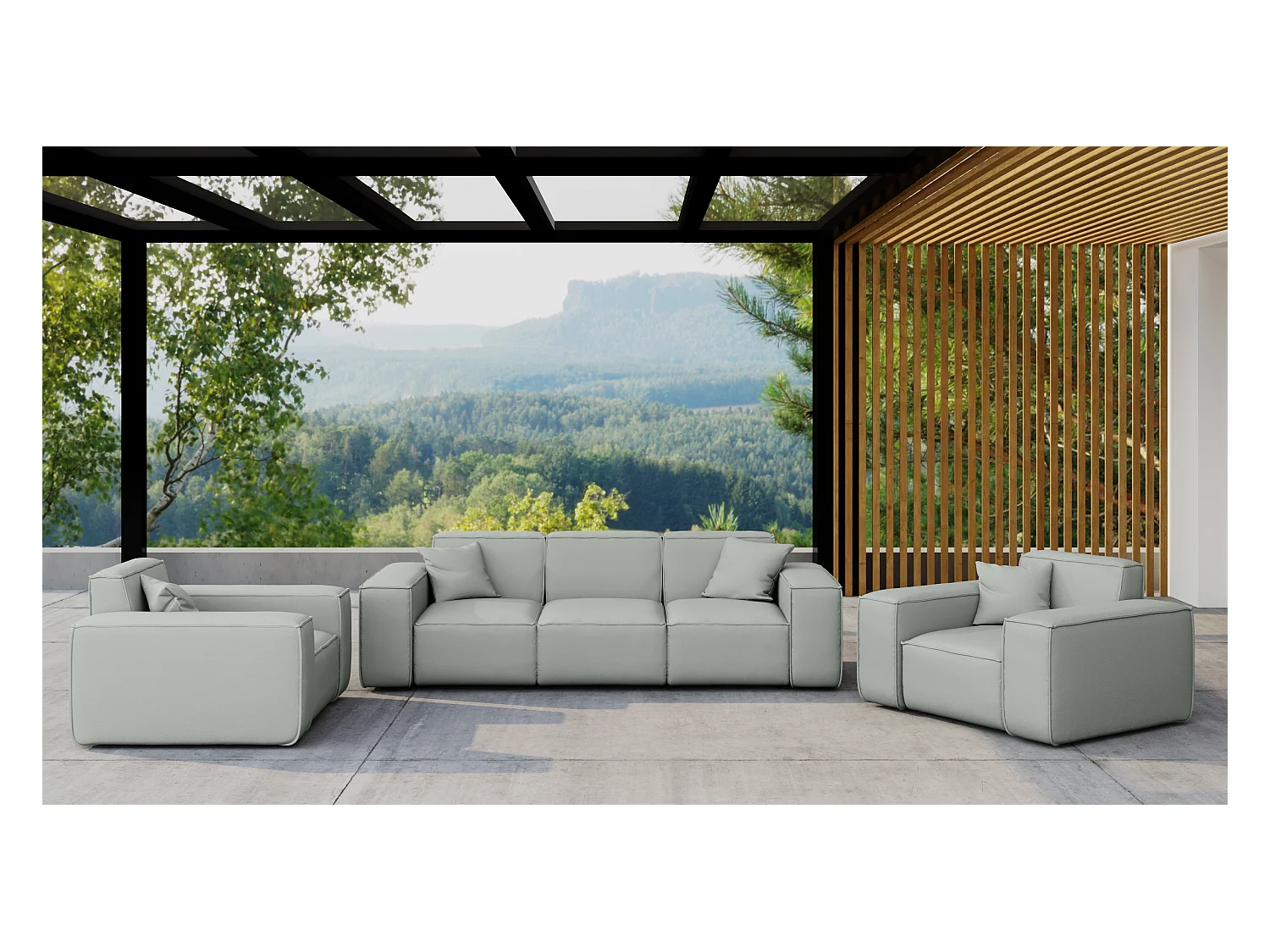 Tuinmeubelset 3+1+1 MALIBU, stof ODYSSEY, lichtgrijs