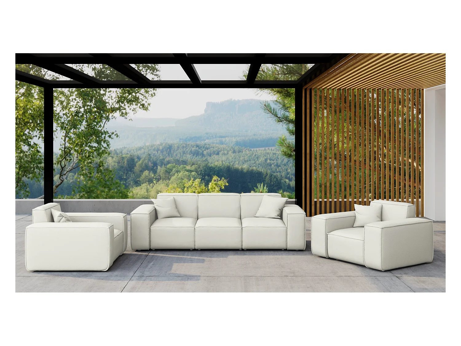 Tuinmeubelset 3+1+1 MALIBU, stof ODYSSEY, crème