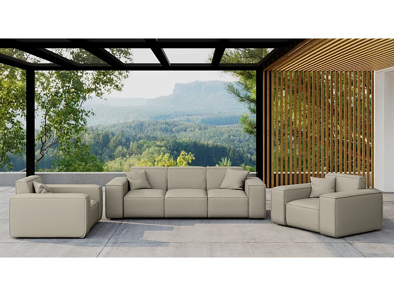 Gartenmöbel Set 3+1+1 MALIBU, Stoff ODYSSEY, Dunkelbeige