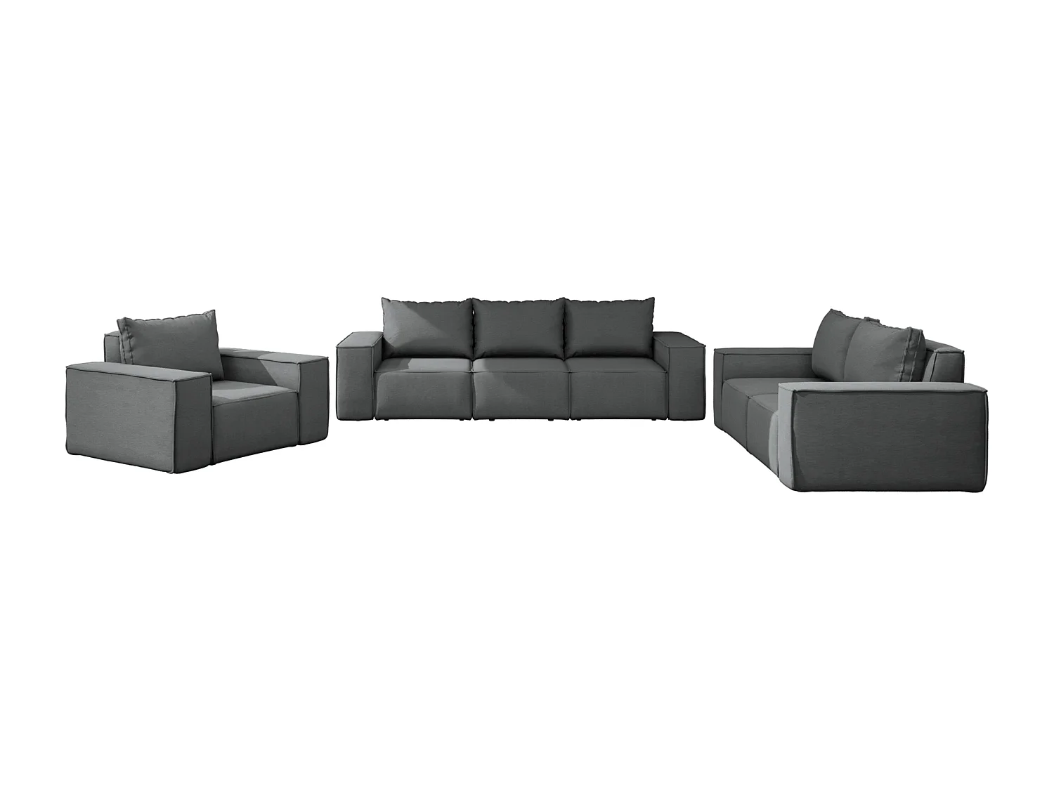 Salon de jardin 3+2+1 SONNE, tissu ARTICLE, gris