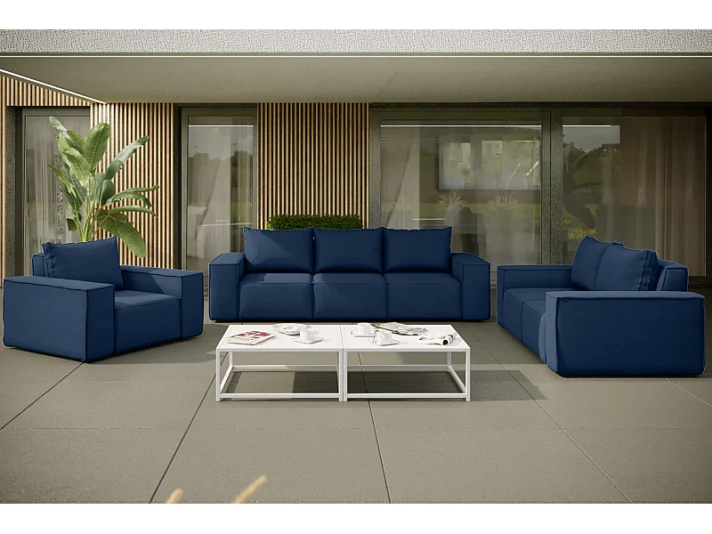 Tuinmeubelset 3+2+1 SONNE, stof ARTICLE, marineblauw