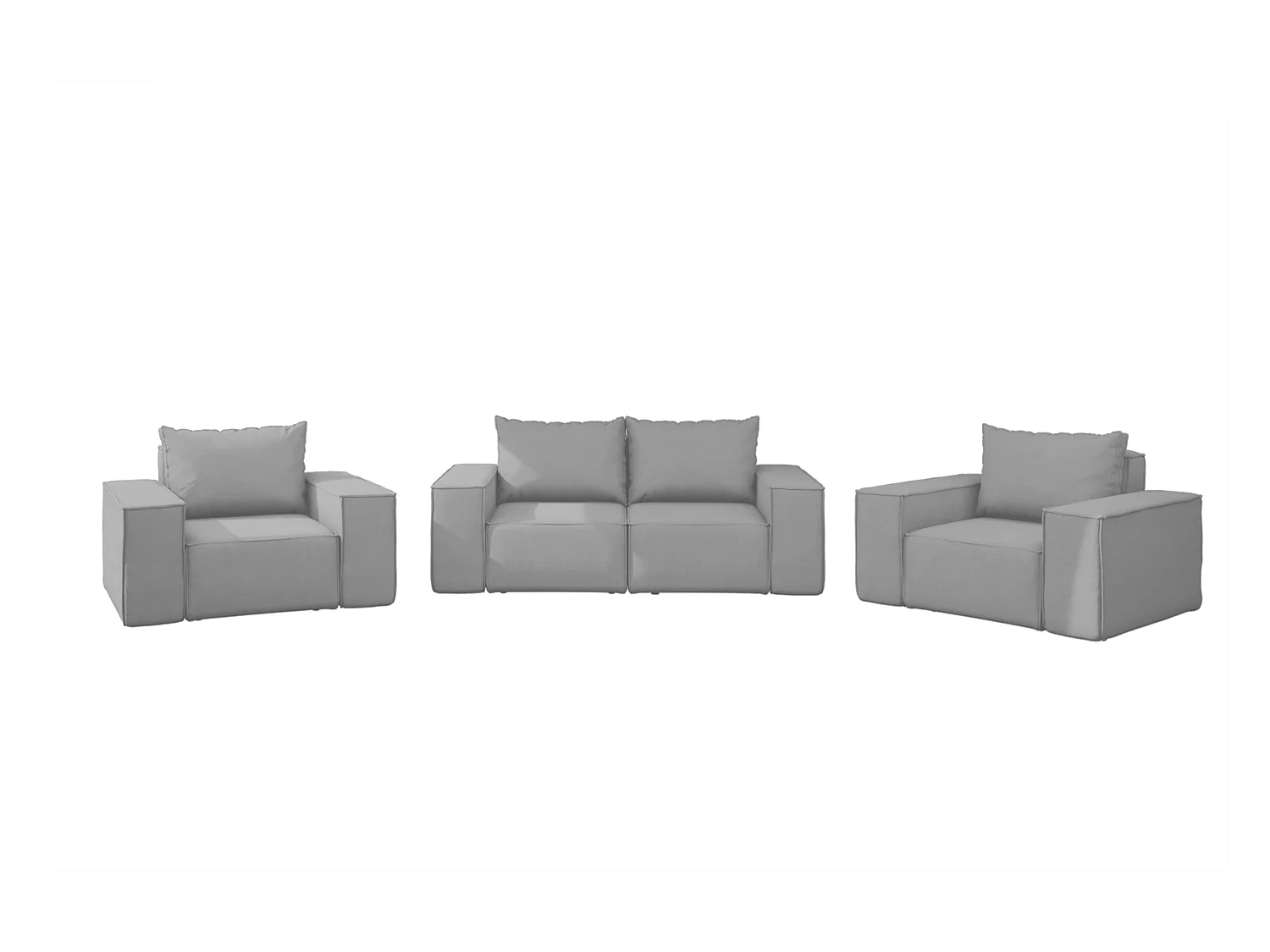 Salon de jardin 2+1+1 SUN, tissu ARTICLE, gris clair