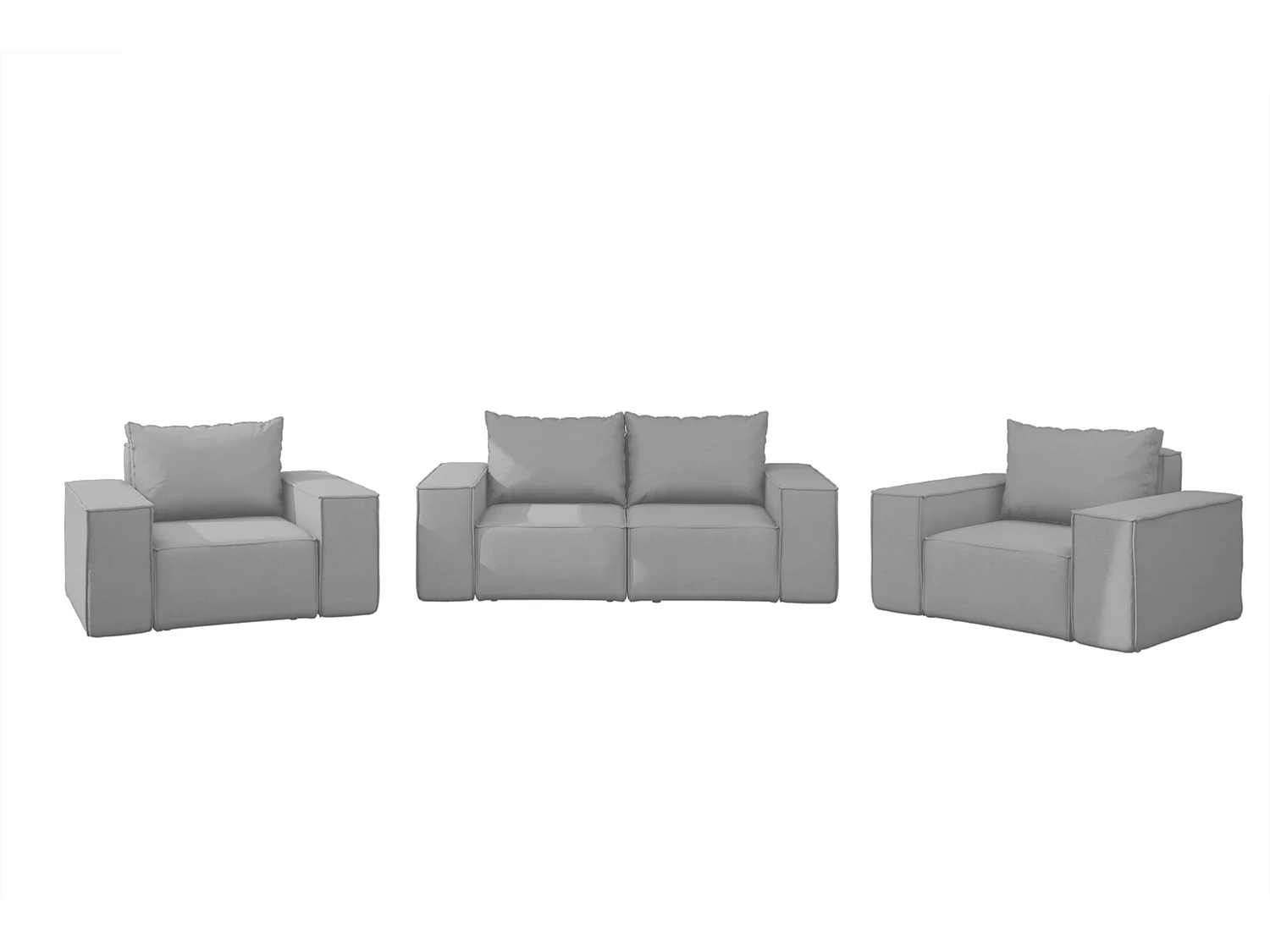 Salon de jardin 2+1+1 SUN, tissu ARTICLE, gris clair