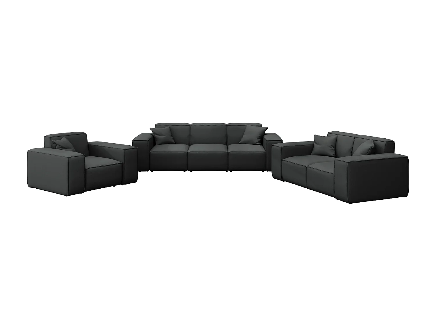 Salon de jardin 3+2+1 MALIBU, tissu ODYSSEY, noir