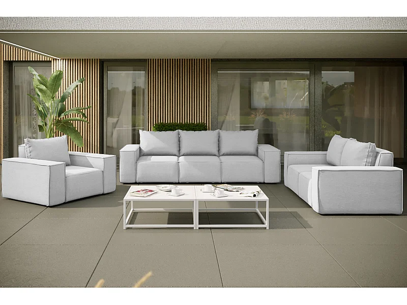 Salon de jardin 3+2+1 SONNE, tissu ARTICLE, gris clair