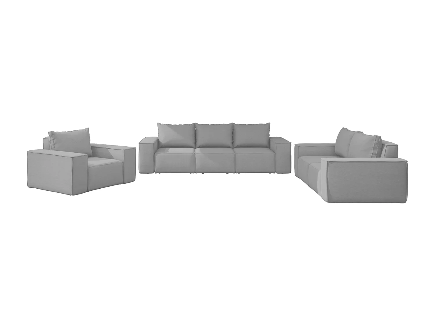 Salon de jardin 3+2+1 SONNE, tissu ARTICLE, gris clair