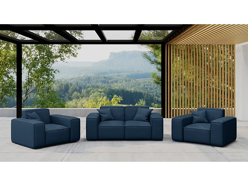 Tuinmeubelset 2+1+1 MALIBU, stof ODYSSEY, marineblauw