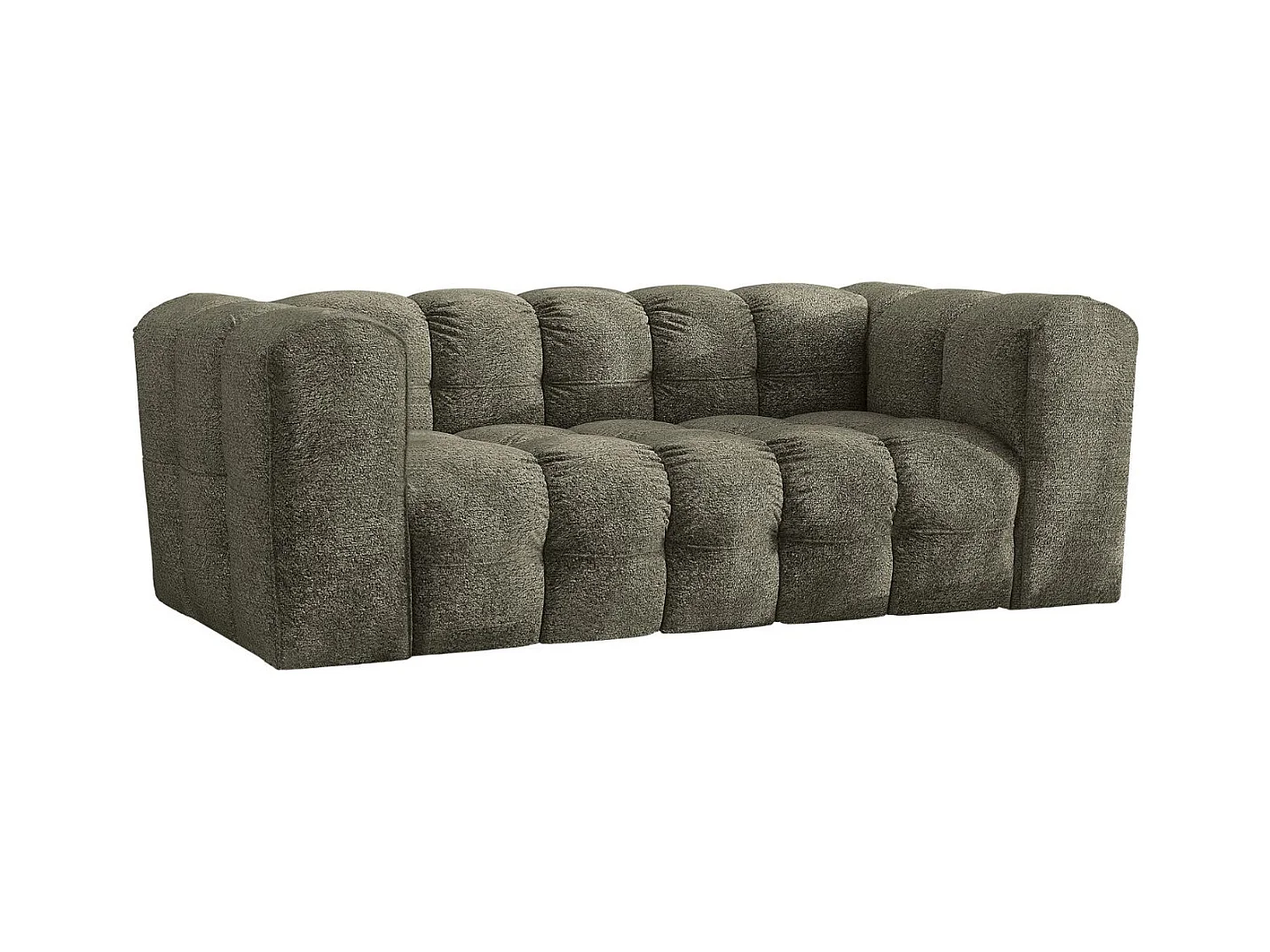 Sofa 2-Sitzer, Komfort Couch BALOO, stoff Schenille & Bouclé, Grün