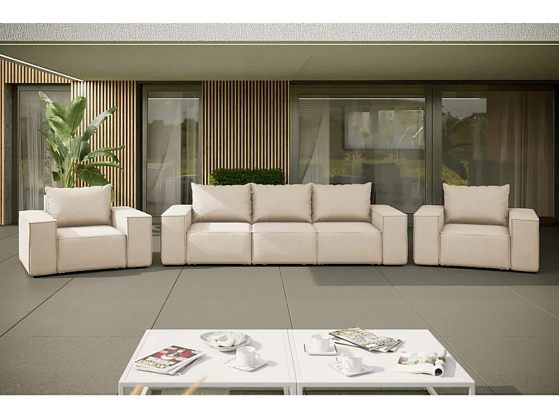 Salon de jardin 3+1+1 SUN, tissu ARTICLE, beige