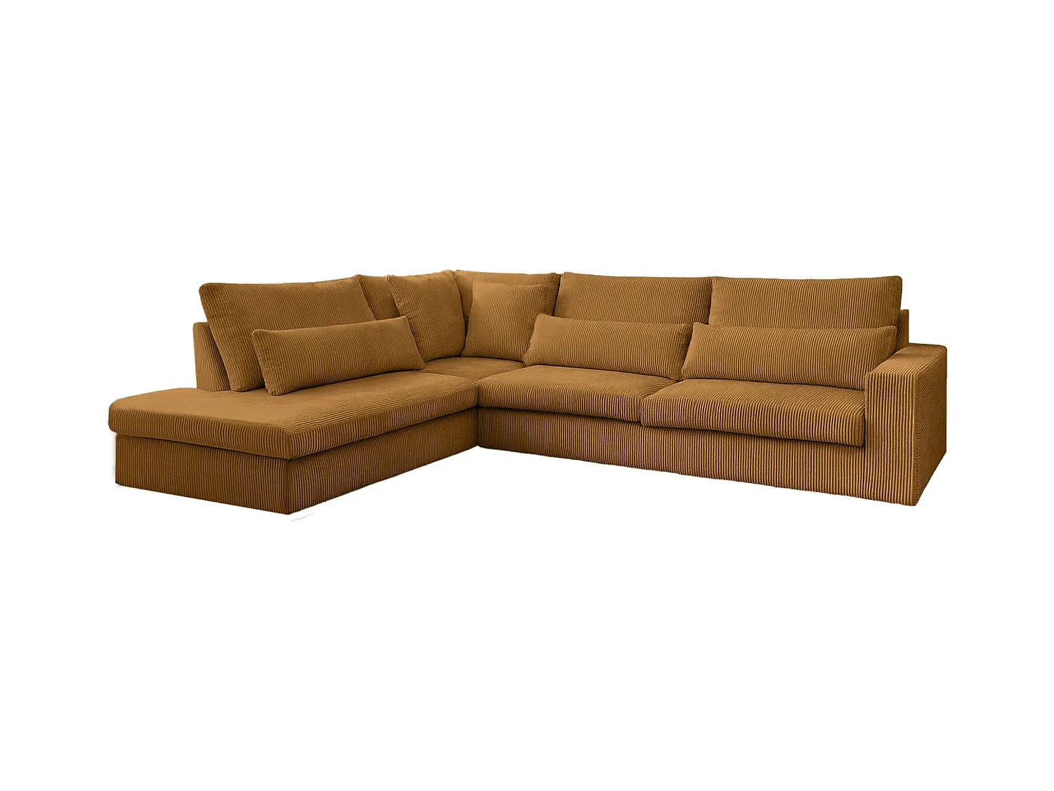 Canapé d'angle en L SVEN tissu Poso couleur moutarde Gauche