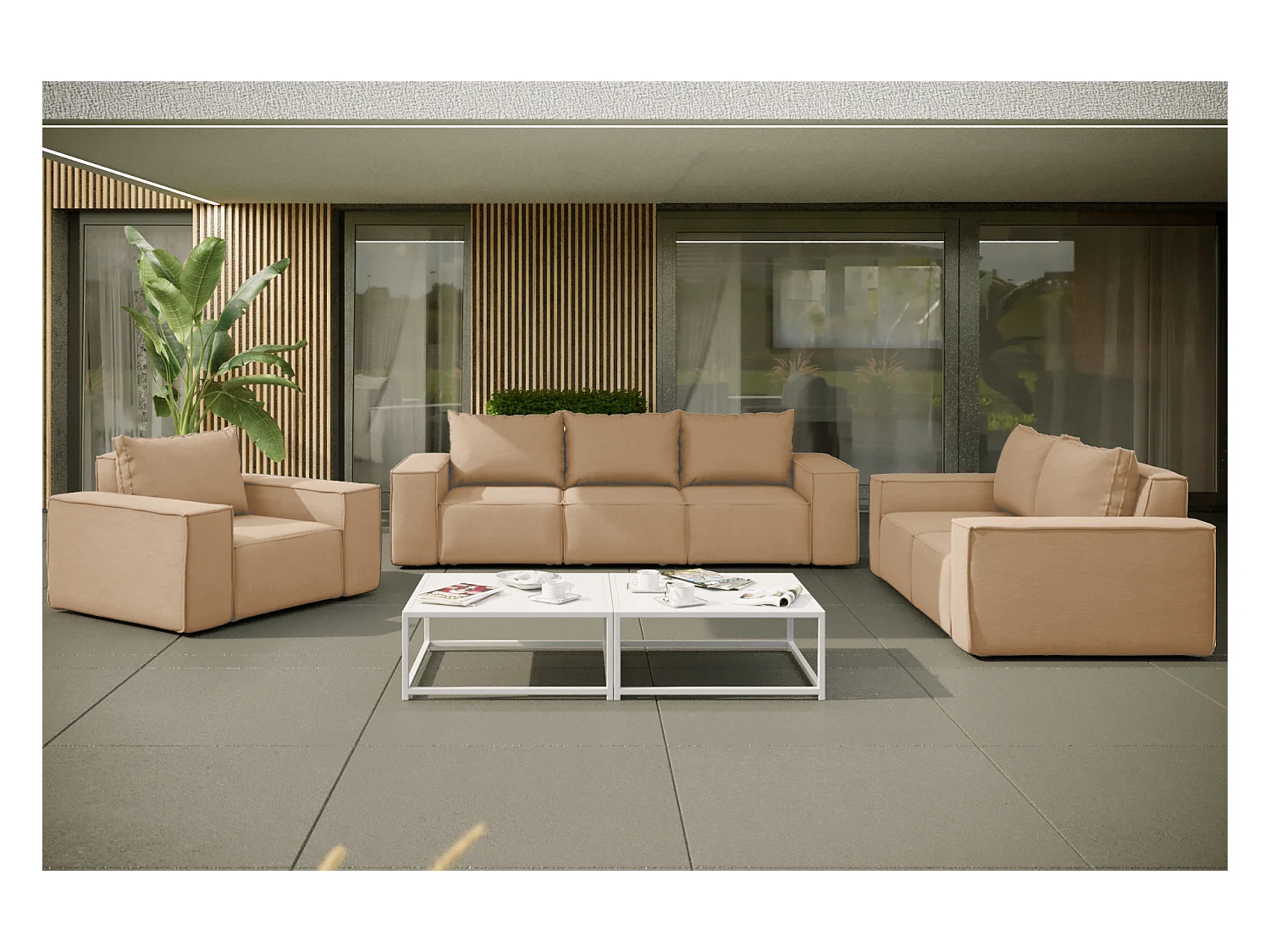 Tuinmeubelset 3+2+1 SUN, stof ARTICLE, Cappuccino