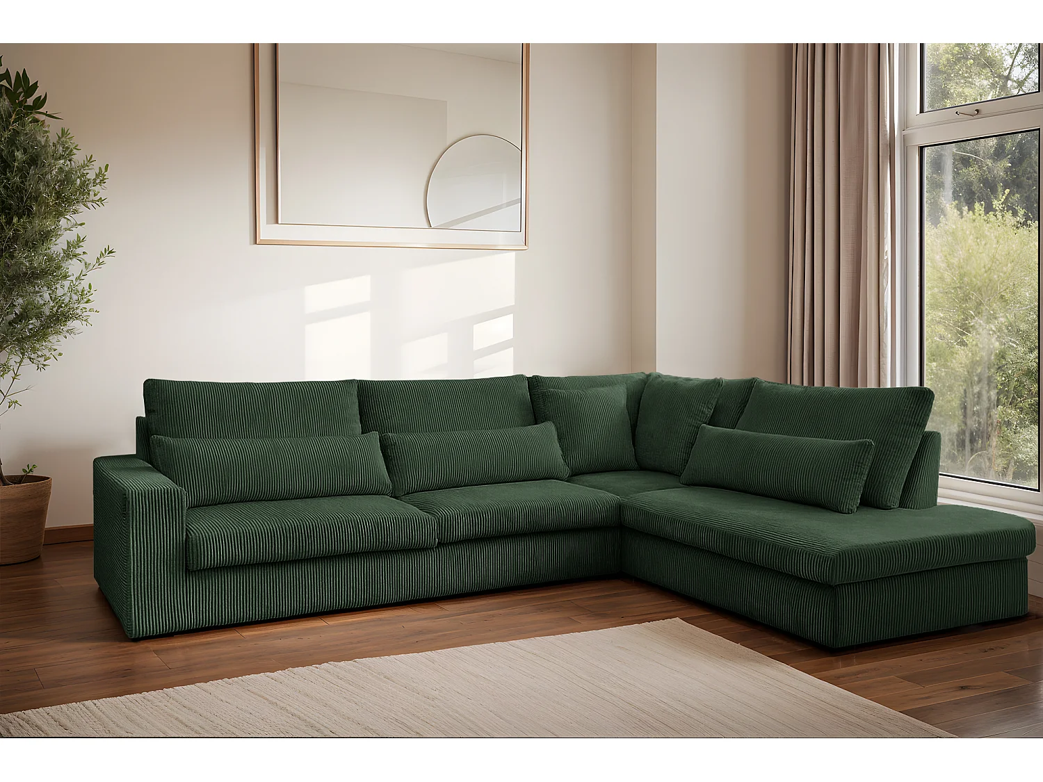 Ecksofa L-Form SVEN Stoff Poso Grün Rechts