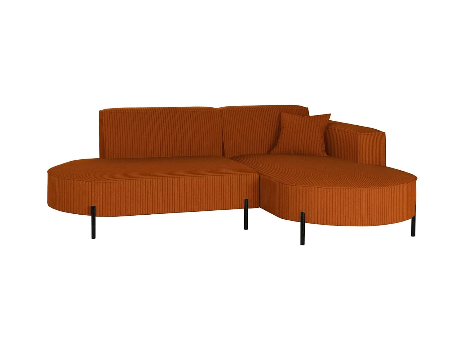 Canapé d'angle, canapé en L, designer Modena, tissu pur, Poso, cuivre, droite