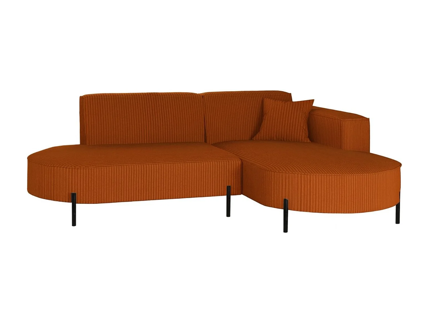 Canapé d'angle, canapé en L, designer Modena, tissu pur, Poso, cuivre, droite