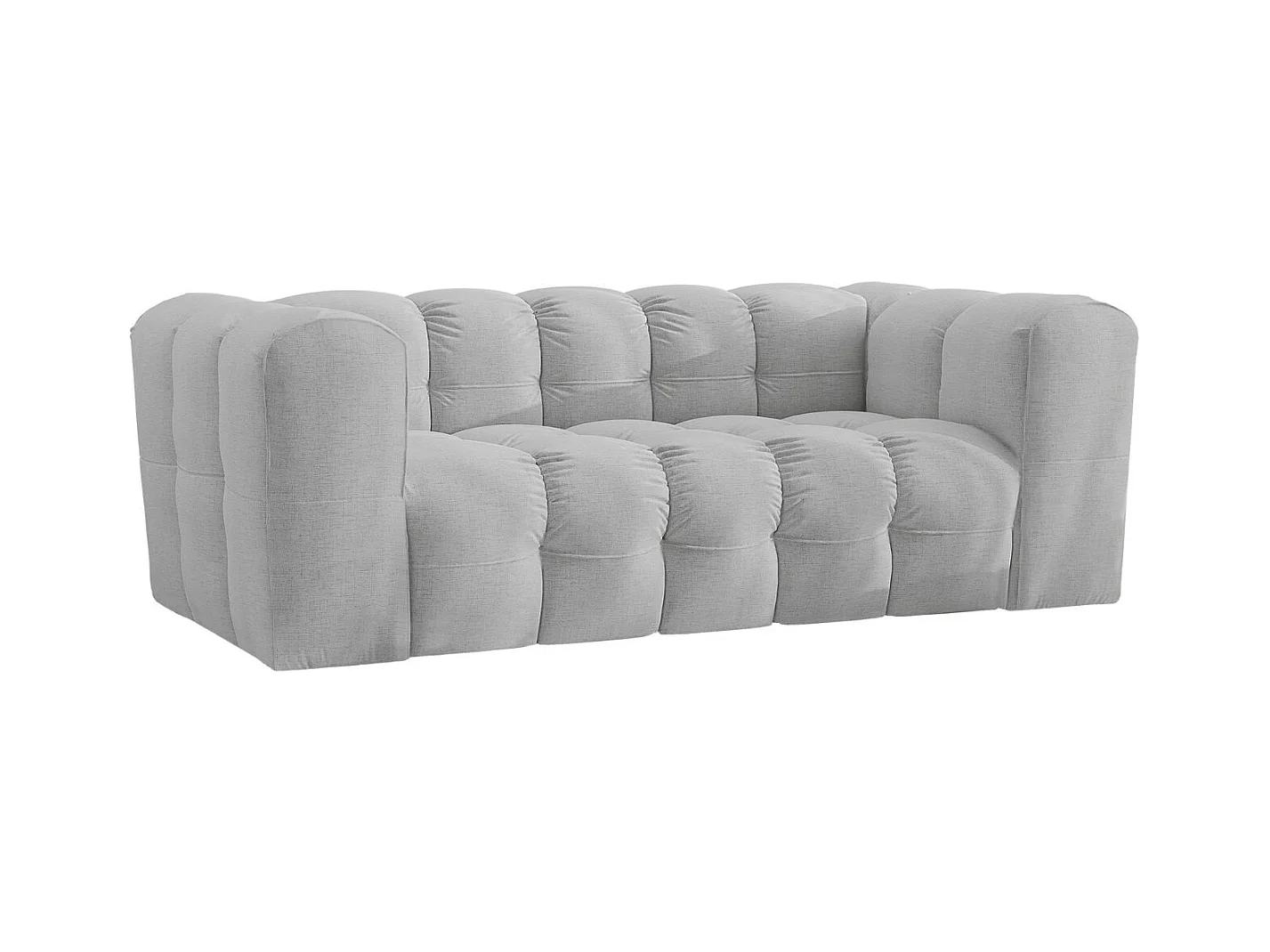 Sofa 2-Sitzer, Komfort Couch BALOO, stoff Schenille, Hellgrau