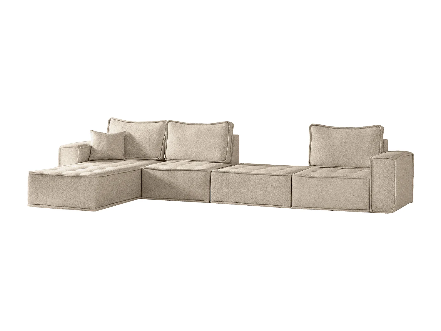 Canapé d'angle Bohoo XL en L, tissu Raven, Champagne, gauche