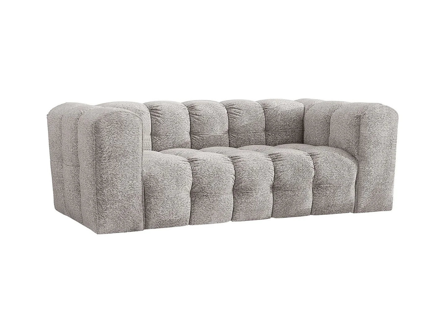 Sofa 2-Sitzer, Komfort Couch BALOO, stoff Schenille & Bouclé, Hellgrau